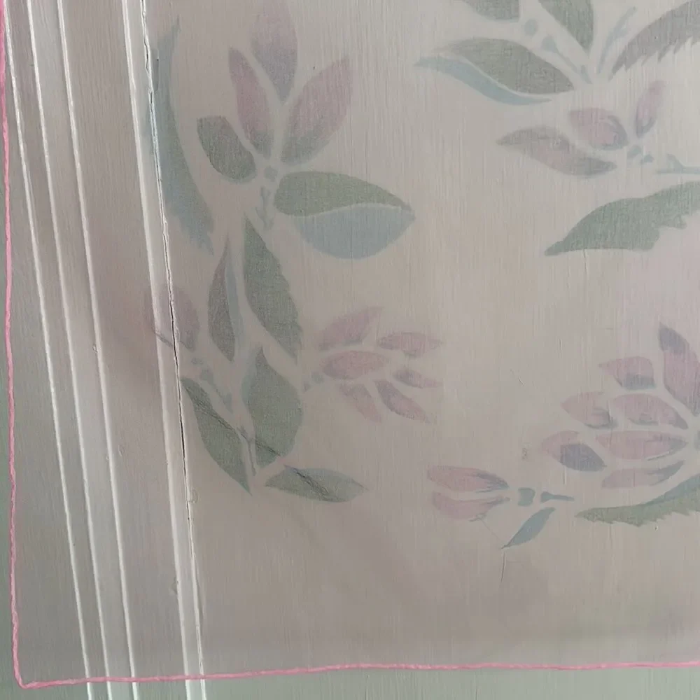 Vintage S Kratish pink nylon semi sheer chiffon scarf with‎ floral design
